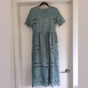 Anthropologie lace embroidered maxi dress